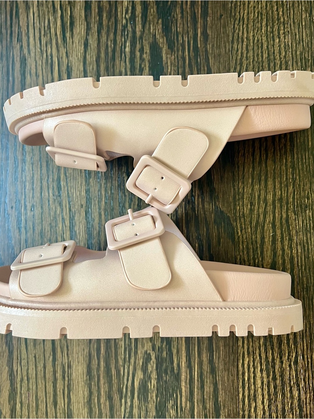 MIA Double Buckle Platform Slide Sandals in Blush Pink Size 6 - Picture 6 of 7